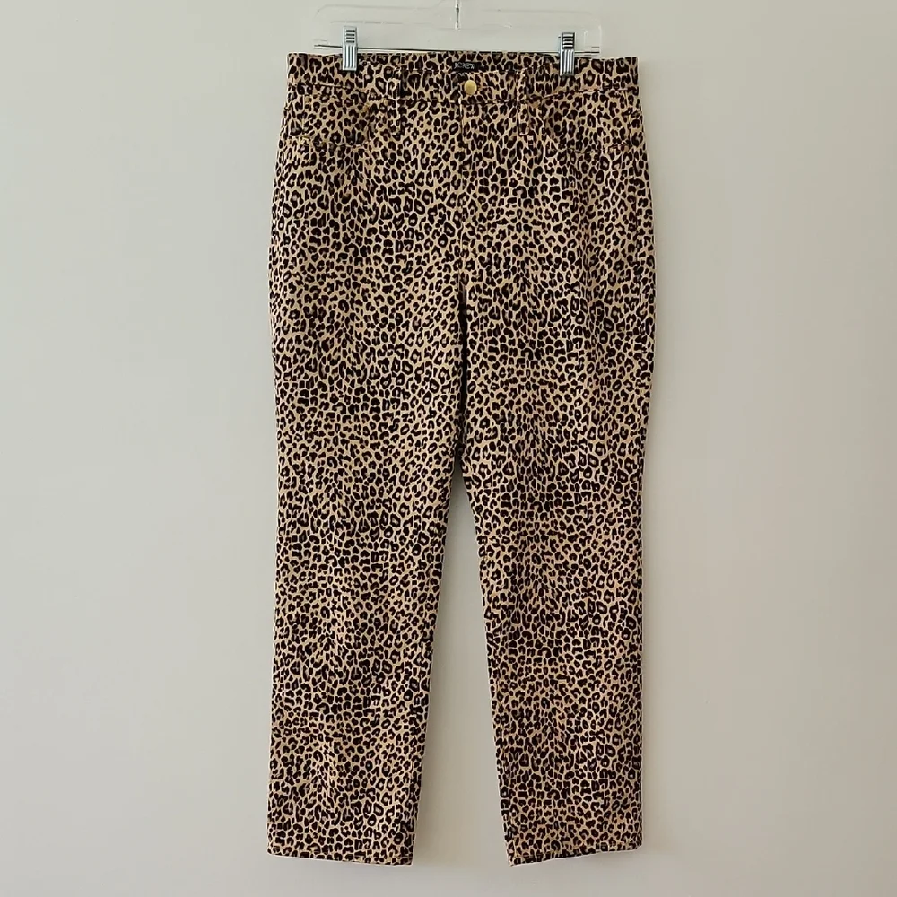 J Crew 96' Straight High Waist‎ Cheetah Print Pants Size 31